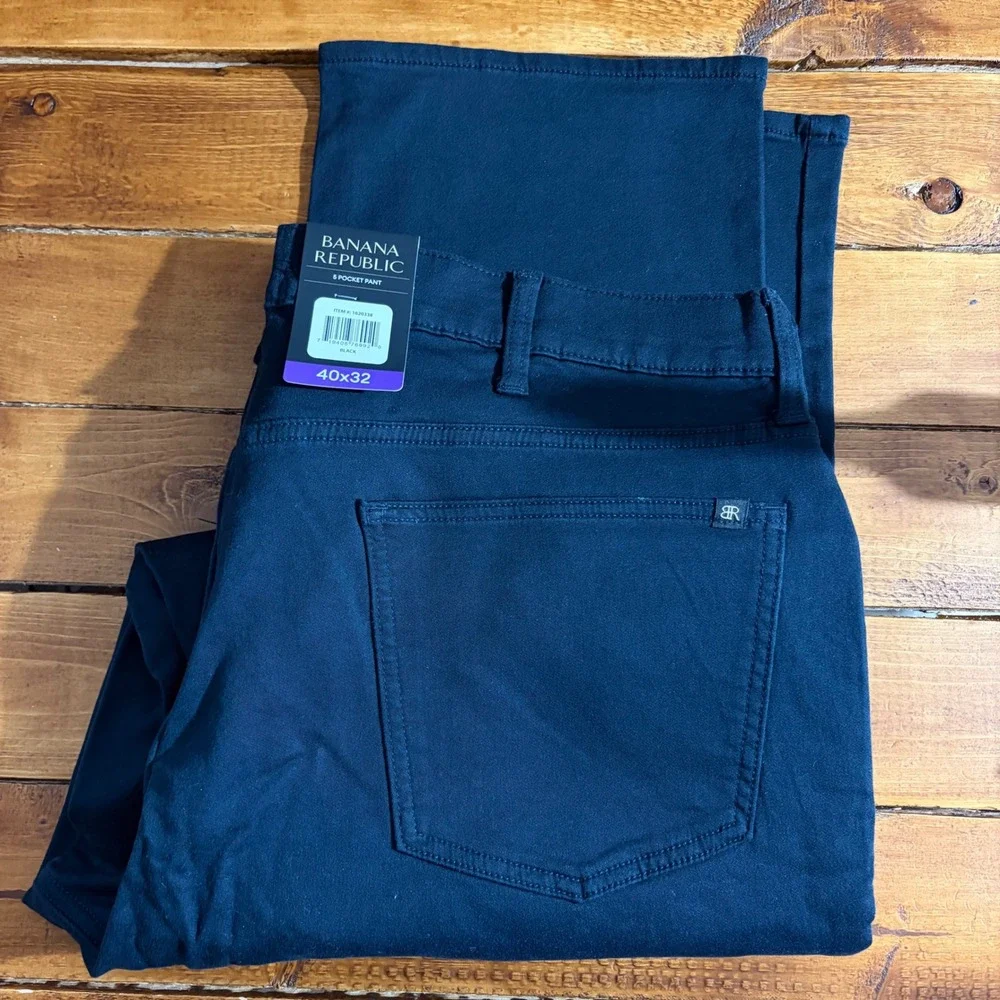 Banana Republic‎ 5 Pocket Pant Mens 40x32 Black Straight Fit Stretch Chino NEW